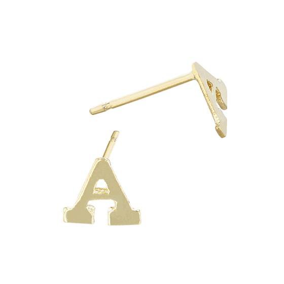 gf 5.6mm block style letter a stud earring