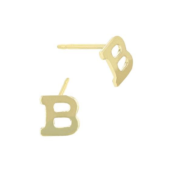 gf 5.6mm block style letter b stud earring