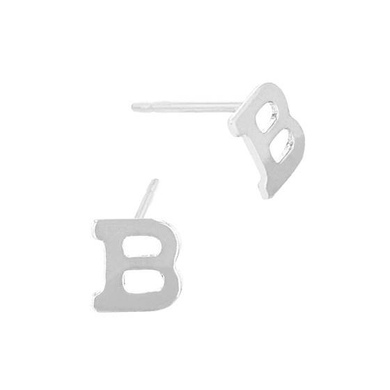 ss 5.6mm block style letter b stud earring