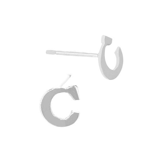 ss 5.6mm block style letter c stud earring