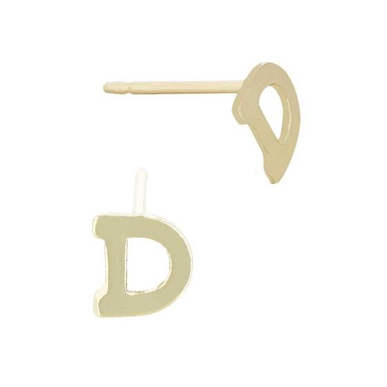 gf 5.6mm block style letter d stud earring