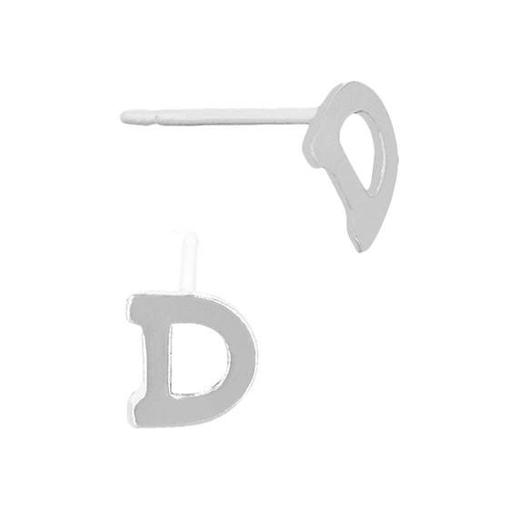 ss 5.6mm block style letter d stud earring