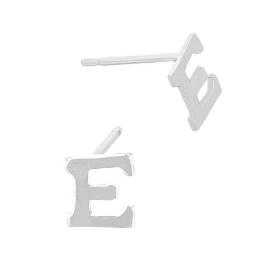 ss 5.6mm block style letter e stud earring