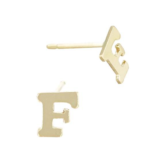 gf 5.6mm block style letter f stud earring