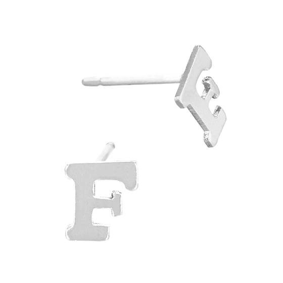 ss 5.6mm block style letter f stud earring