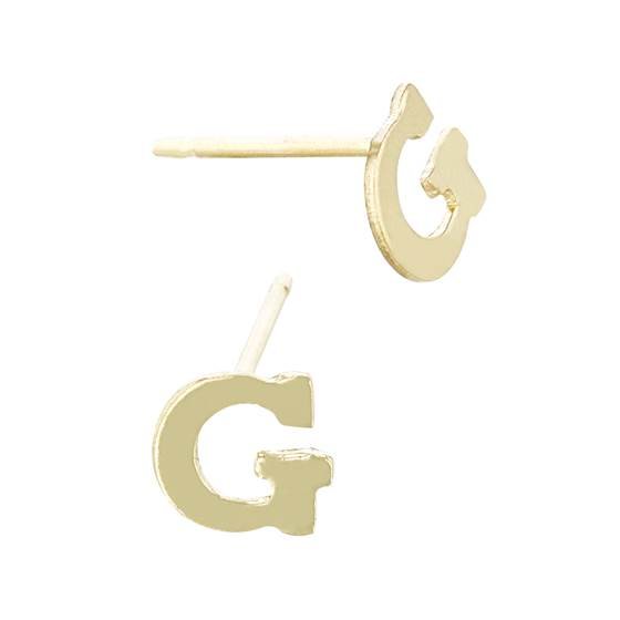 gf 5.6mm block style letter g stud earring