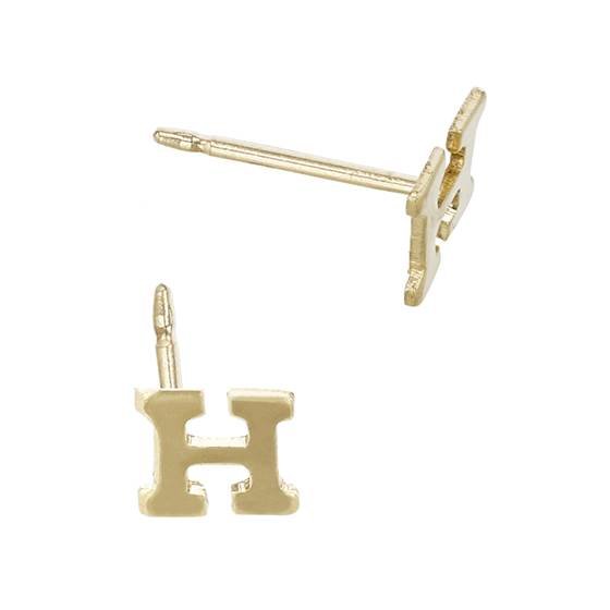 gf 5.6mm block style letter h stud earring