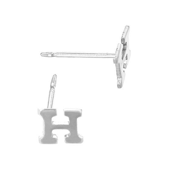 ss 5.6mm block style letter h stud earring