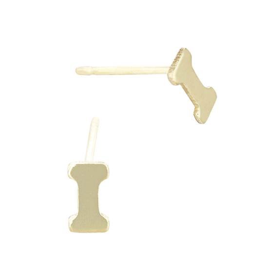 gf 5.6mm block style letter i stud earring