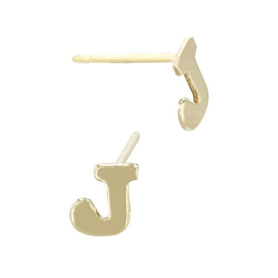 gf 5.6mm block style letter j stud earring