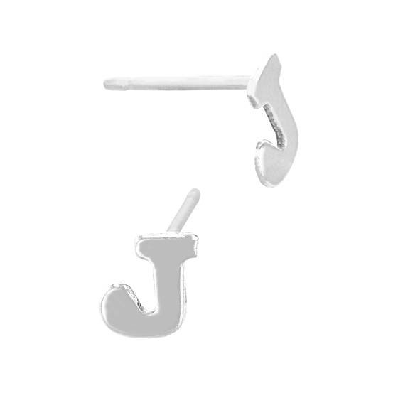 ss 5.6mm block style letter j stud earring