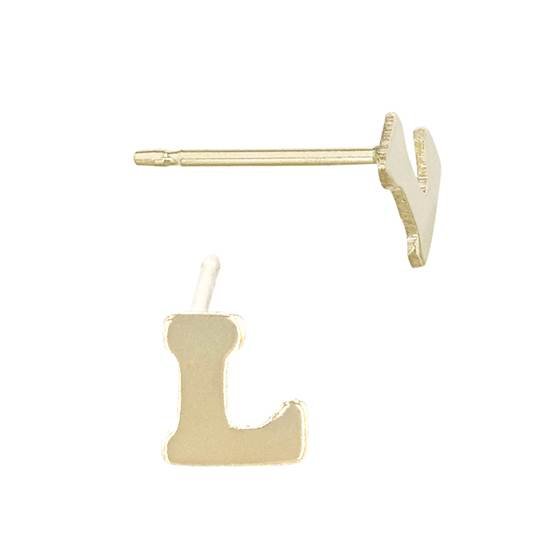 gf 5.6mm block style letter l stud earring