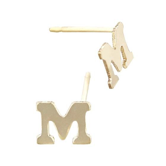 gf 5.6mm block style letter m stud earring