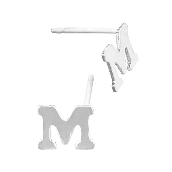 ss 5.6mm block style letter m stud earring