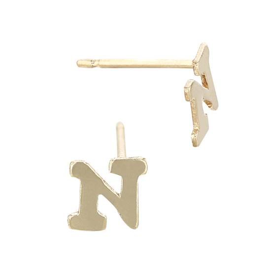 gf 5.6mm block style letter n stud earring