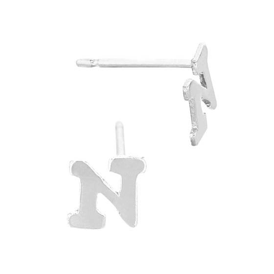 ss 5.6mm block style letter n stud earring