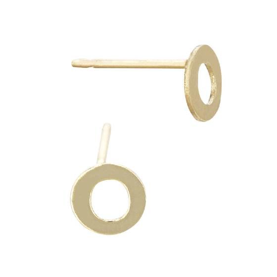 gf 5.6mm block style letter o stud earring