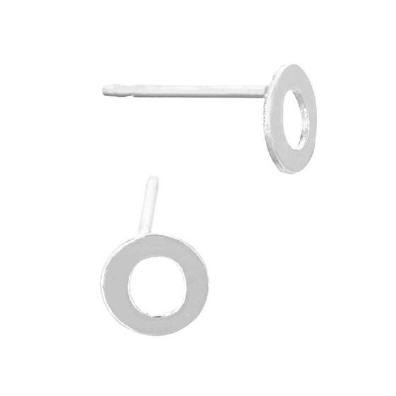 ss 5.6mm block style letter o stud earring