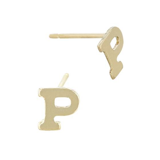 gf 5.6mm block style letter p stud earring