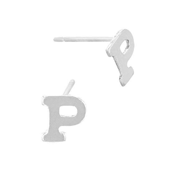 ss 5.6mm block style letter p stud earring
