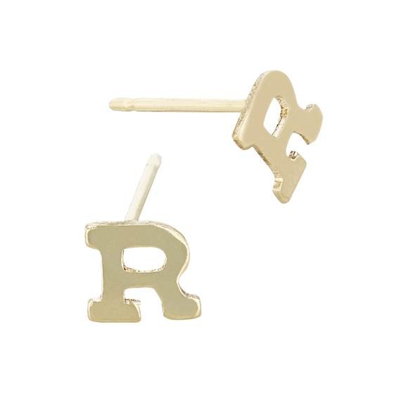 gf 5.6mm block style letter r stud earring