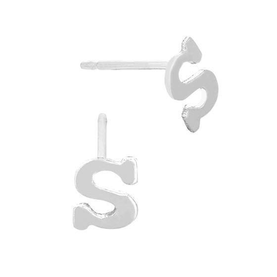 ss 5.6mm block style letter s stud earring