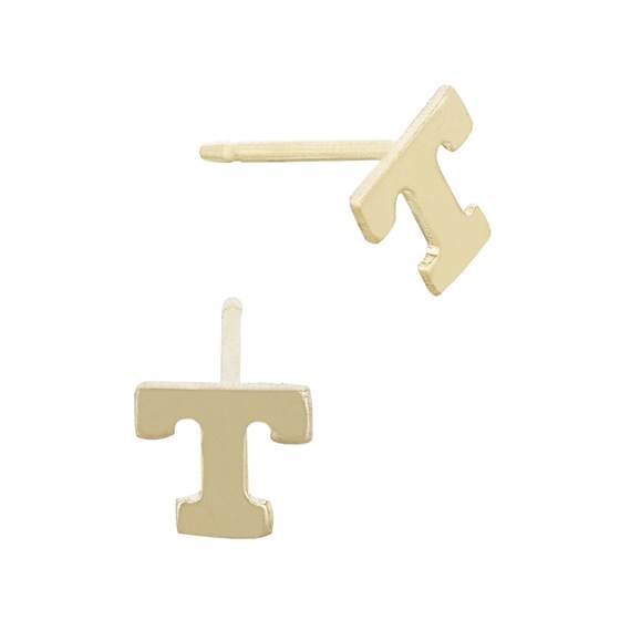 gf 5.6mm block style letter t stud earring