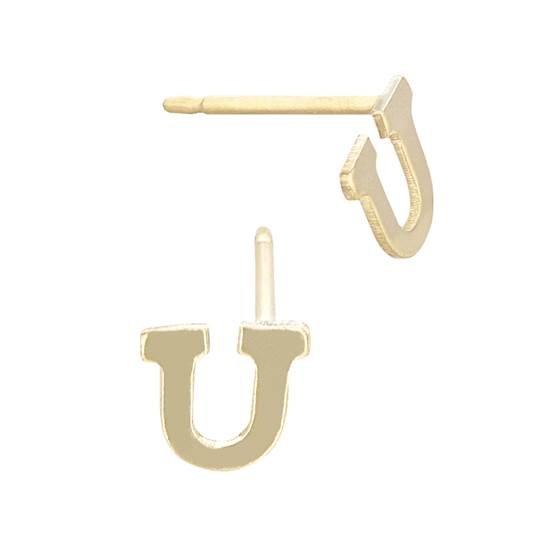 gf 5.6mm block style letter u stud earring