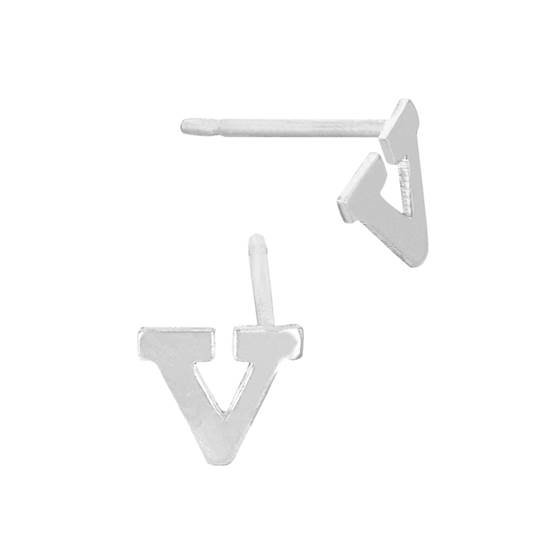 ss 5.6mm block style letter v stud earring