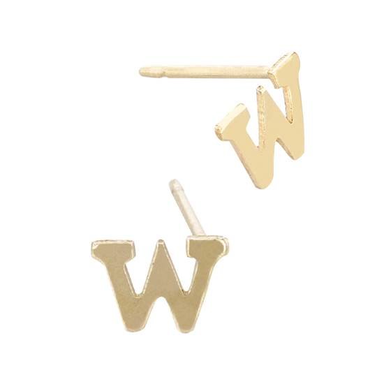 gf 5.6mm block style letter w stud earring