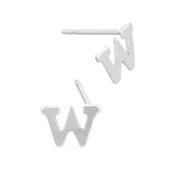 ss 5.6mm block style letter w stud earring