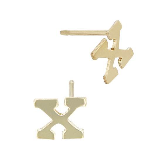 gf 5.6mm block style letter x stud earring