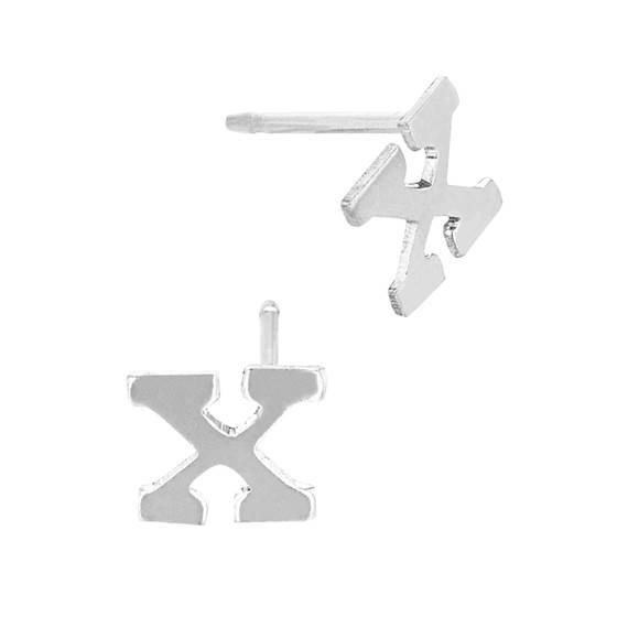 ss 5.6mm block style letter x stud earring