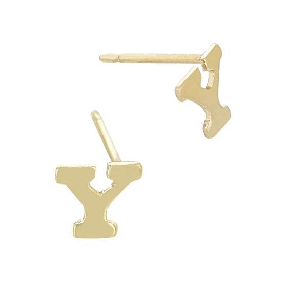 gf 5.6mm block style letter y stud earring