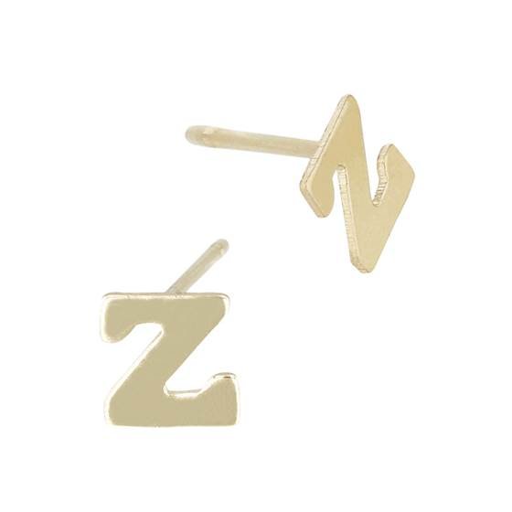 gf 5.6mm block style letter z stud earring