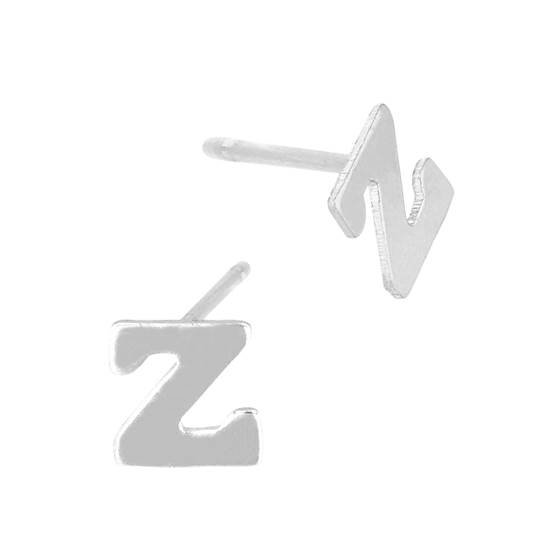 ss 5.6mm block style letter z stud earring