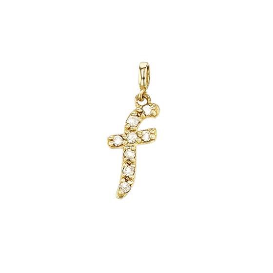14ky 12mm 8dia.06ct diamond script letter f initial charm