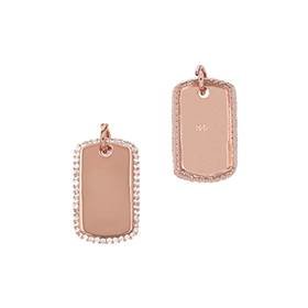 Rose Gold vermeil Cubic Zirconia Dog Tag Charm