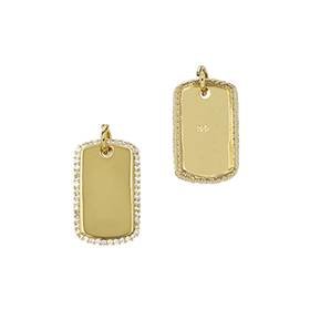 Vermeil Gold Cubic Zirconia Dog Tag Charm