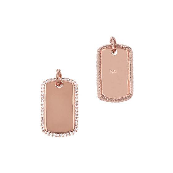 12x20mm cubic zirconia dog tag charm