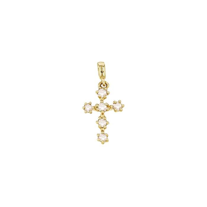 14ky 6.5x9mm 6dia.08ct diamond cross charm prong setting (champaigne diamond)