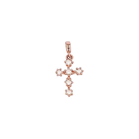 14kr 6.5x9mm 6dia.08ct diamond cross charm prong setting (champaigne diamond)