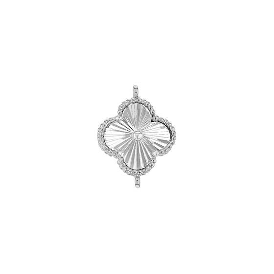 8mm rhodium plated clover connector
