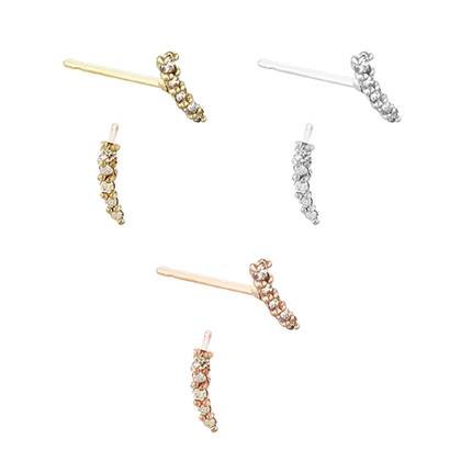 14K Diamond Thin Curved Bar Stud Earring