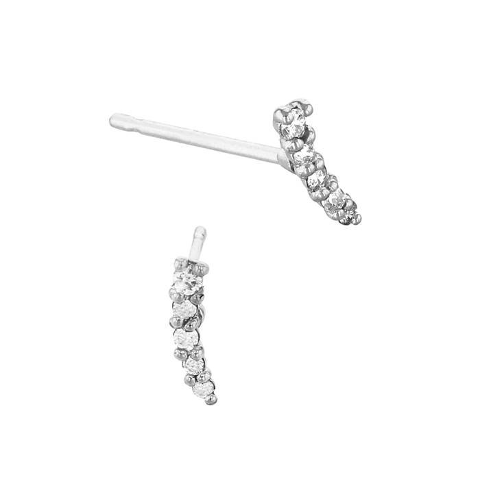 14kw 7mm 5dia.32ct diamond thin curved bar stud earring right side (champagne diamond)