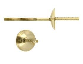 14ky 4mm cup screw post pearl stud earring
