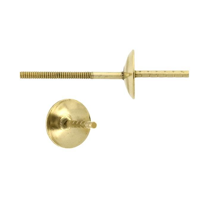 14ky 5mm cup screw post pearl stud earring