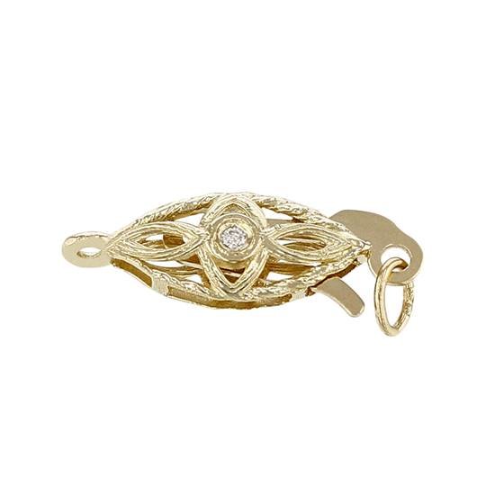 14ky 5x12mm diamond filigree fish hook clasp