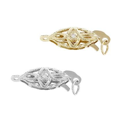 14K Diamond Filigree Fish Hook 5x12mm Clasp