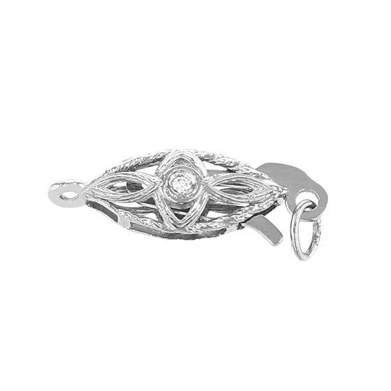 14kw 5x12mm diamond filigree fish hook clasp